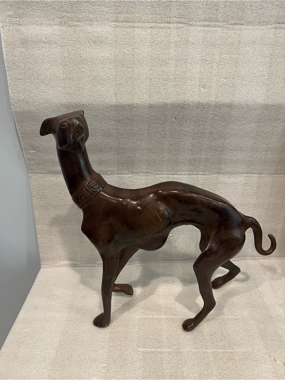 Vintage Art Deco Style Bronze Sculpture of Greyhound Dog 14” Tall x 13”Long